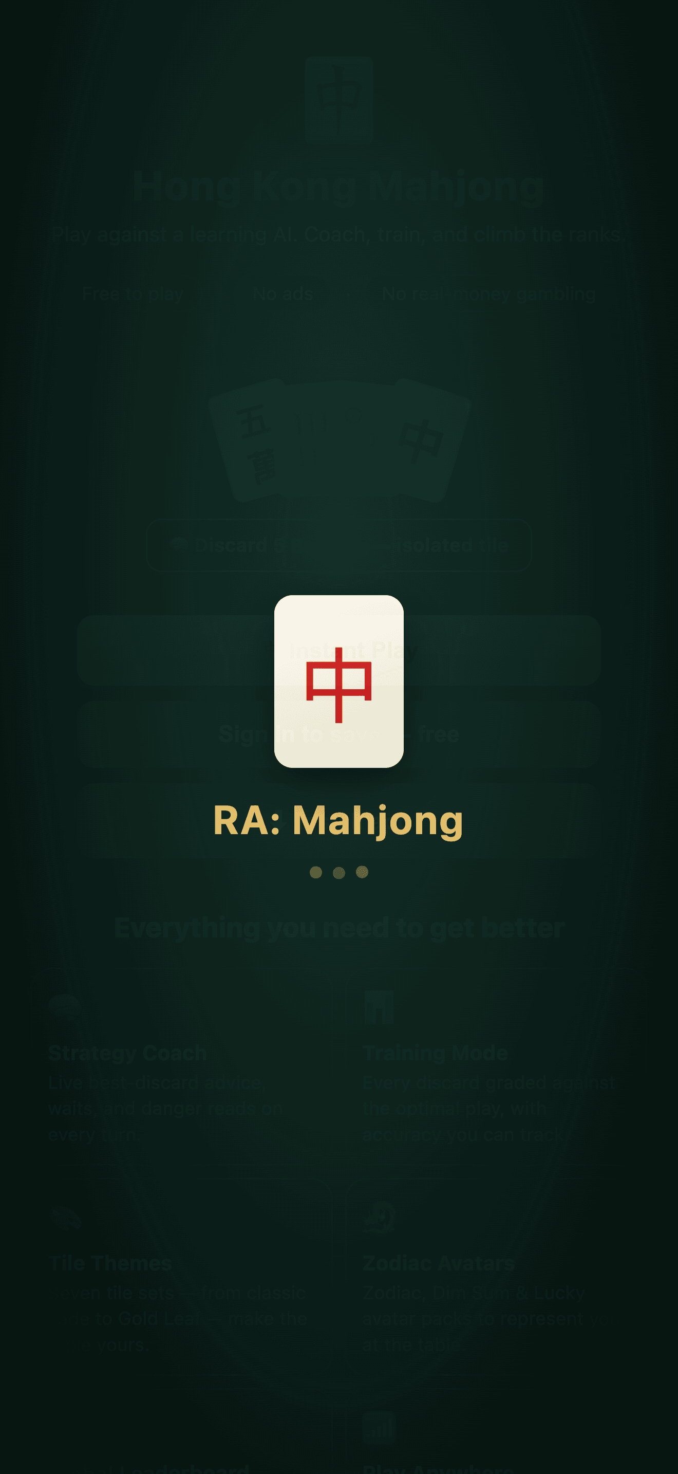 Hong Kong Mahjong home screen
