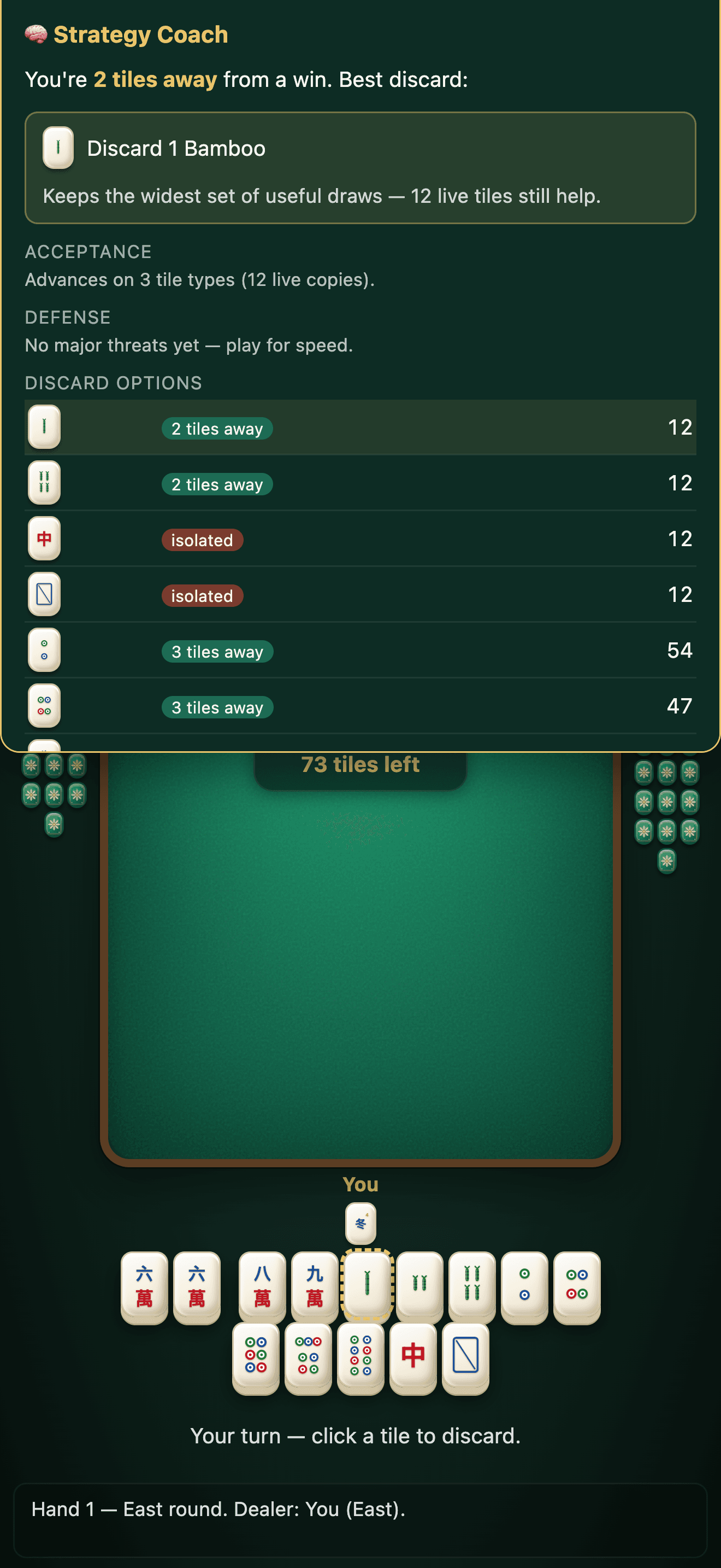 Strategy Coach explaining the best discard