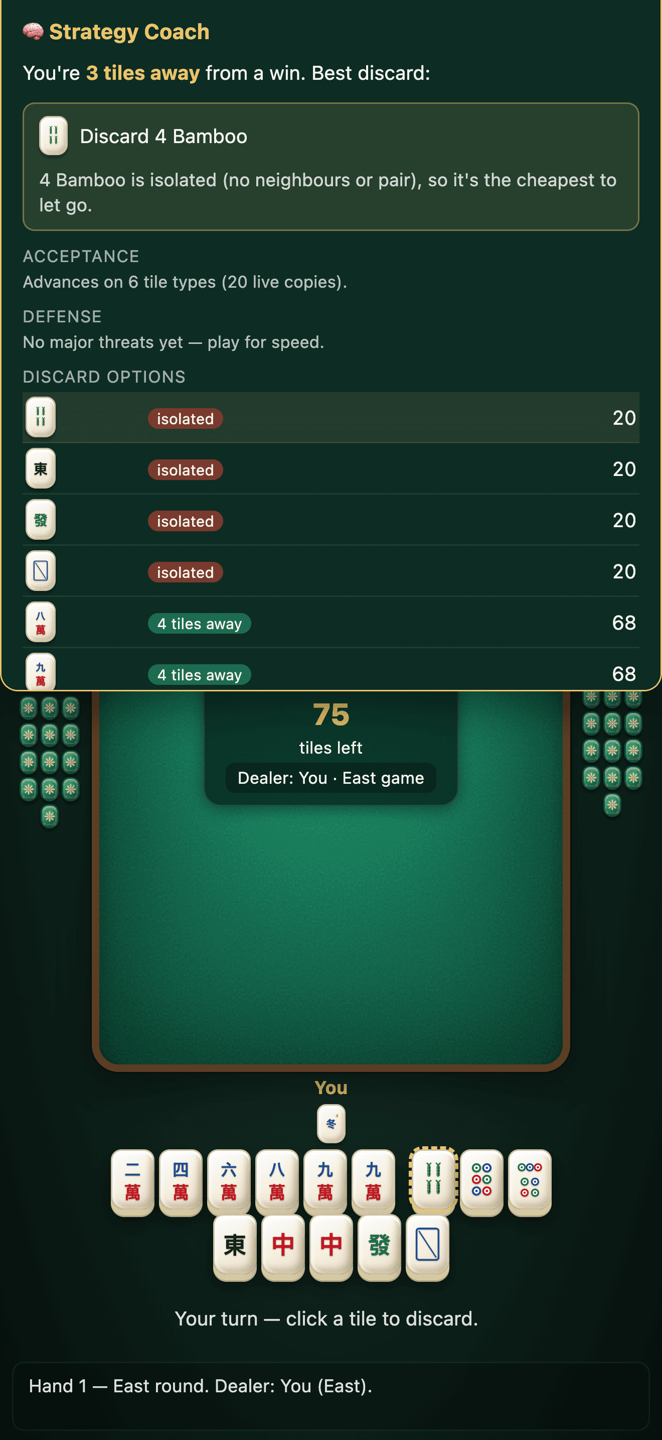 Strategy Coach explaining the best discard