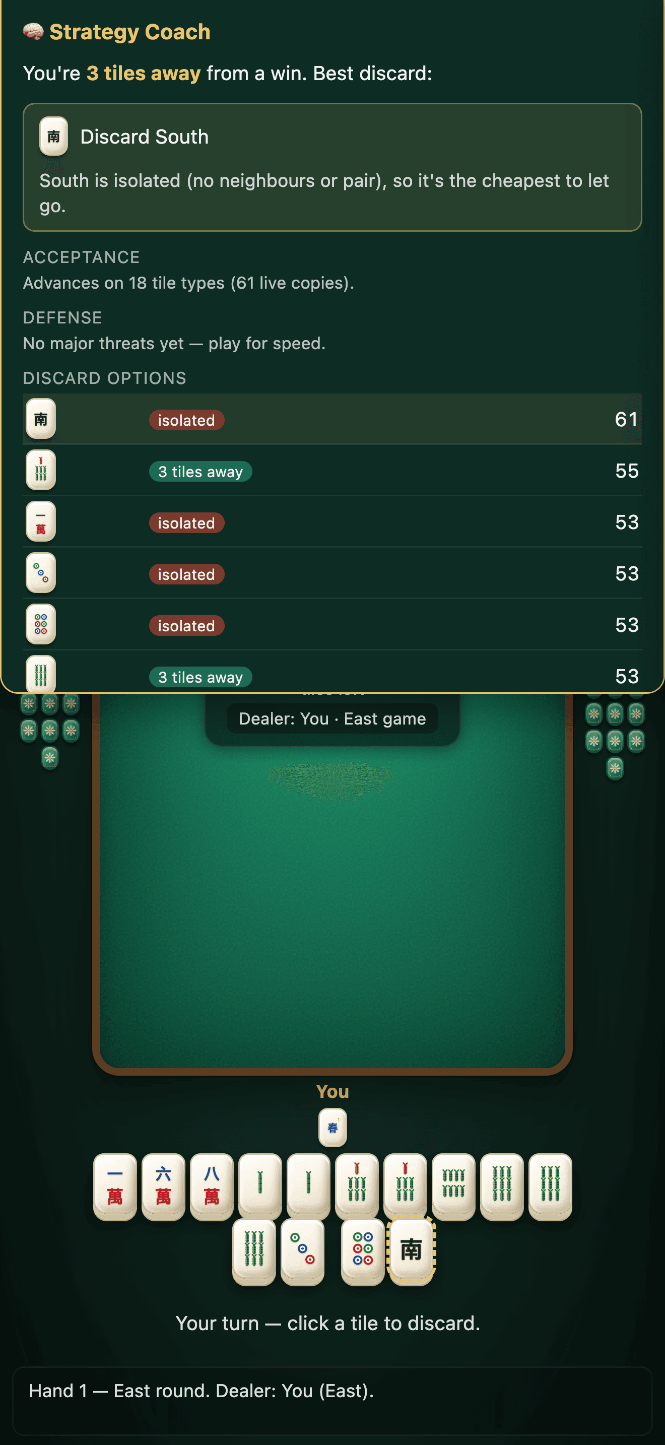 Strategy Coach explaining the best discard