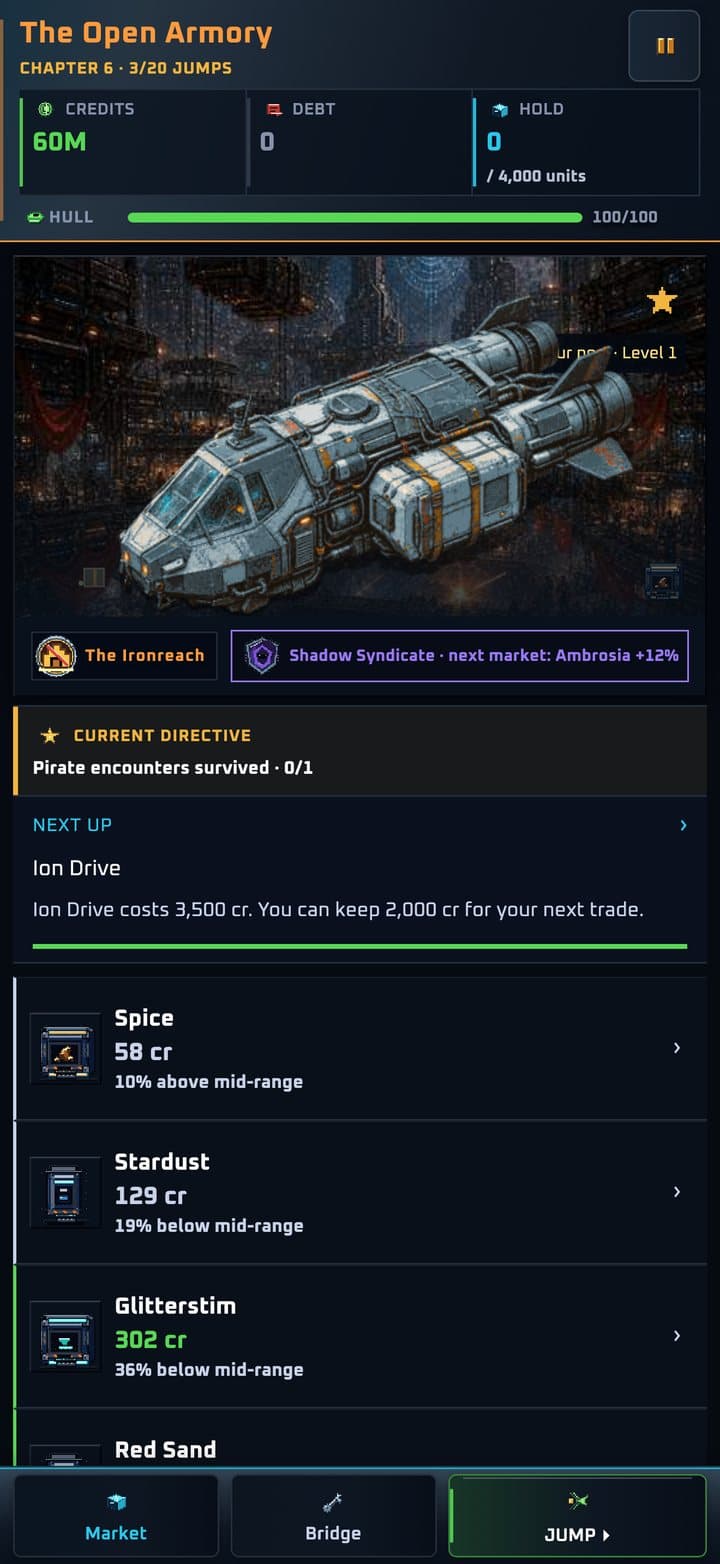 The Open Armory market with live contraband prices